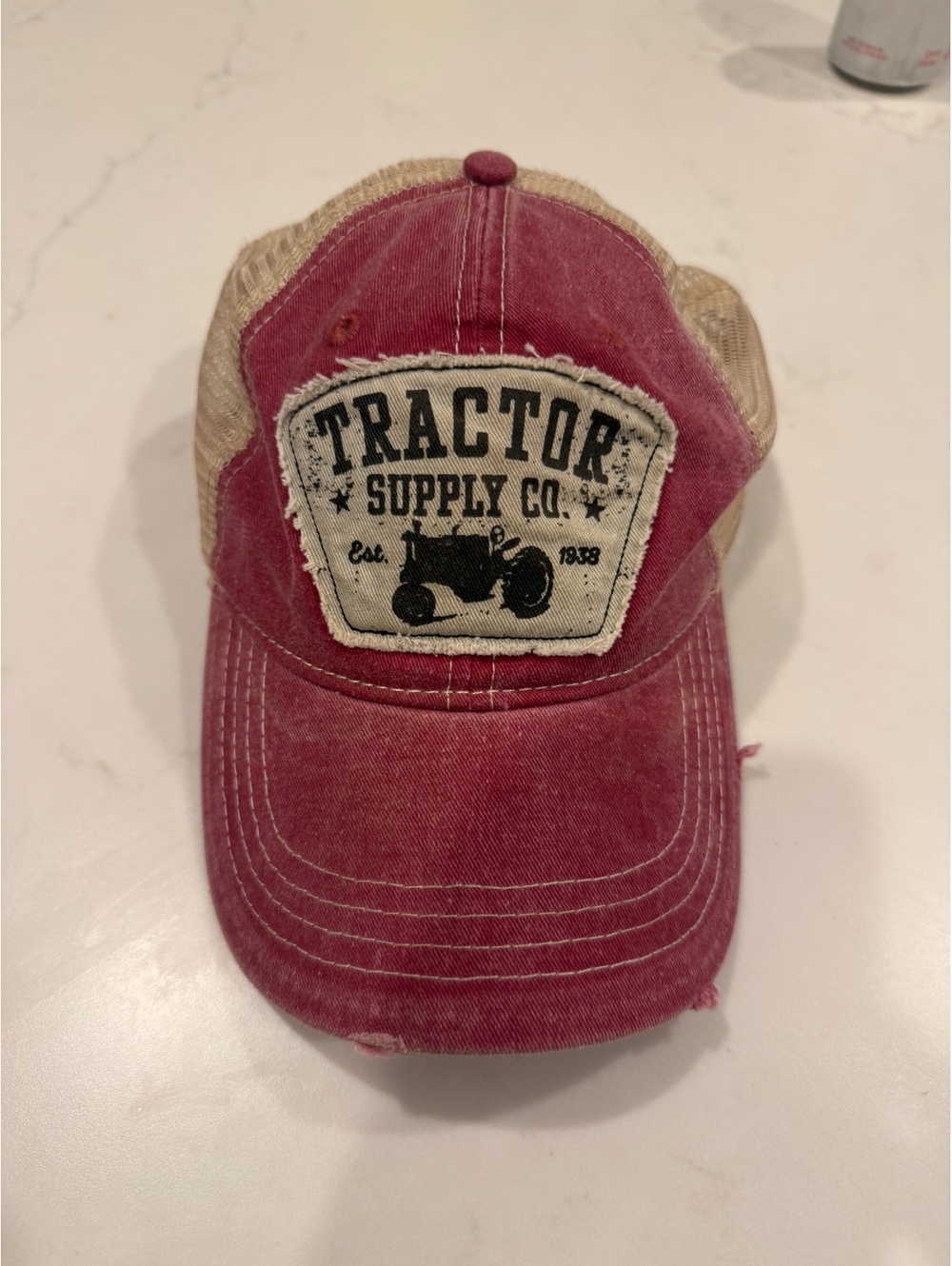 Tractor Supply Co. Vintage Red and Beige Mesh Baseball Cap